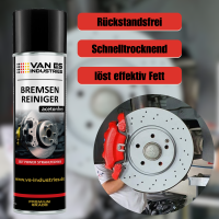 VAN ES INDUSTRIES Bremsenreiniger Spray 500ml 360° Power-Strahltechnik Teilereiniger Entfetter Sprühdose Acetonfrei Spraydose