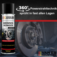 VAN ES INDUSTRIES Bremsenreiniger Spray 500ml 360° Power-Strahltechnik Teilereiniger Entfetter Sprühdose Acetonfrei Spraydose