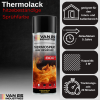 Ofenlack Ofenfarbe hitzebeständige Thermolack Kaminlack Farbe 800°C  schwarz-matt 400 ml