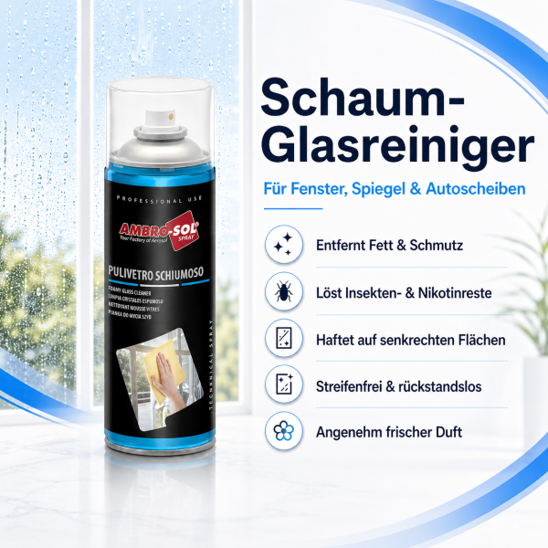 Schaum-Glasreiniger 400ml für Autoscheiben, Fenster & Spiegel – streifenfrei
